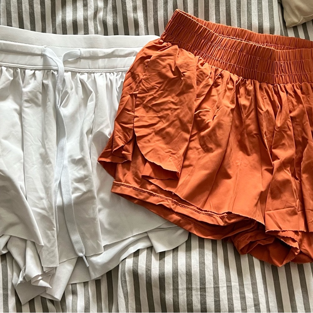 Orange and White Women's Shorts